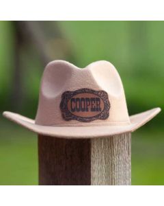 Leather Patch Cowboy Hat for kids with Laser Engraved Name