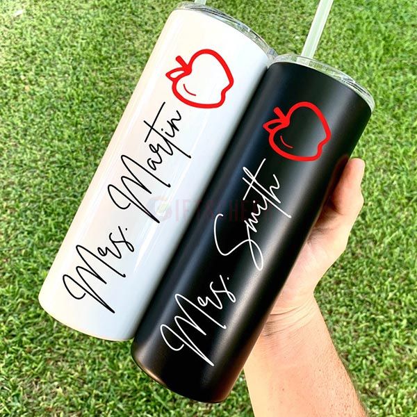 Personalized Tumbler with Straw Teacher Appreciation Gift